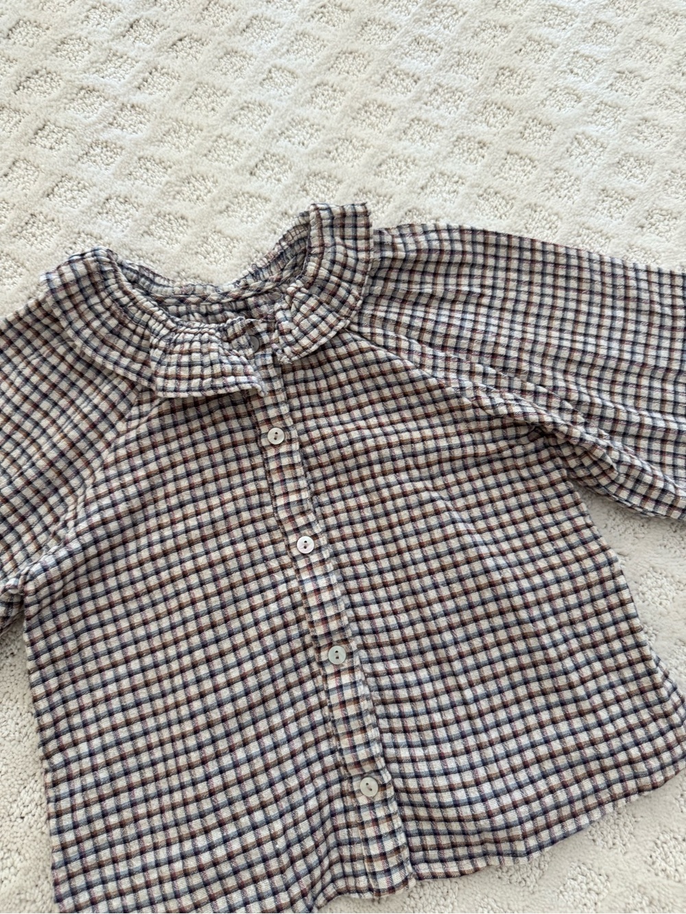 Zara Girls Plaid Ruffle-Collar Button Blouse - 3T - Picture 4 of 7